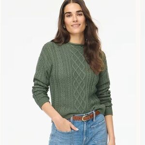 J. Crew Soft Cable Knit Sweater in Pale Spinach Green Size S NWT